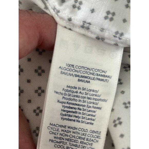 Chaps Ralph Lauren Button Up Blouse No Iron Flip Cuff  1X  Black White Excellent - Picture 5 of 6